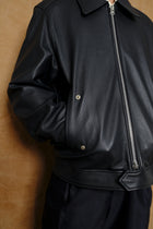 goatskin harrington jacket in navy