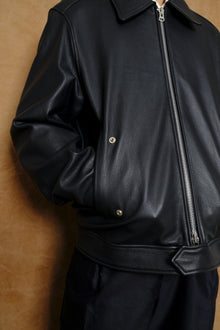 goatskin harrington jacket in navy