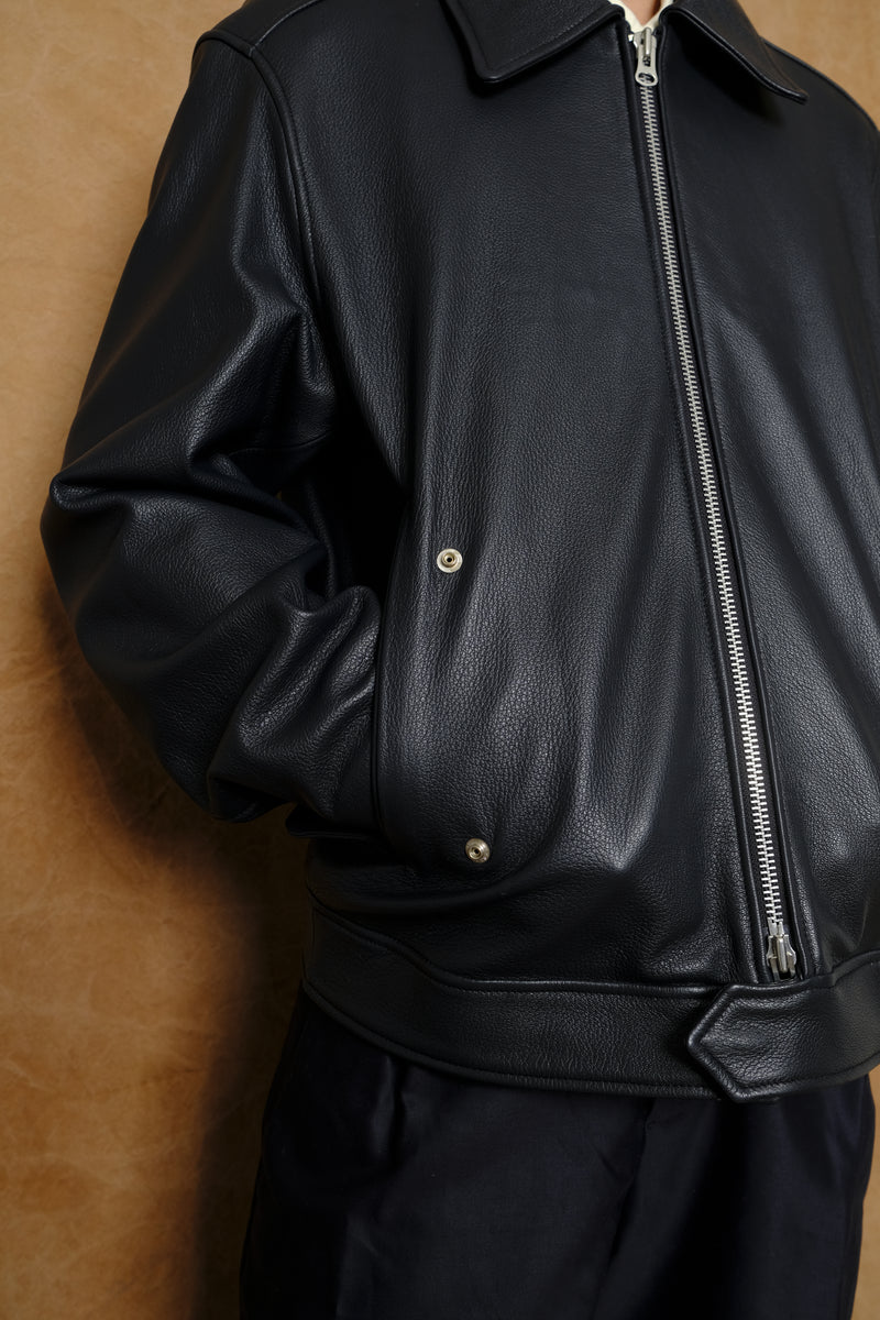 goatskin harrington jacket in navy