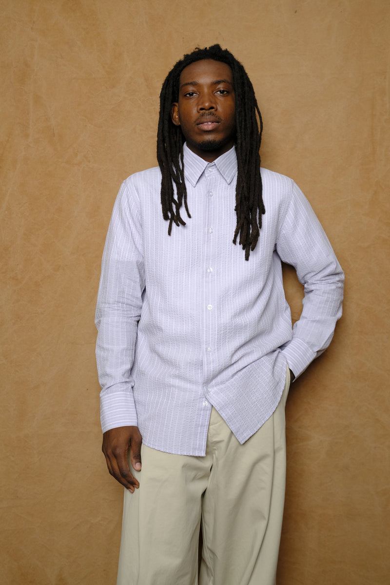 business shirt in lavender stripe