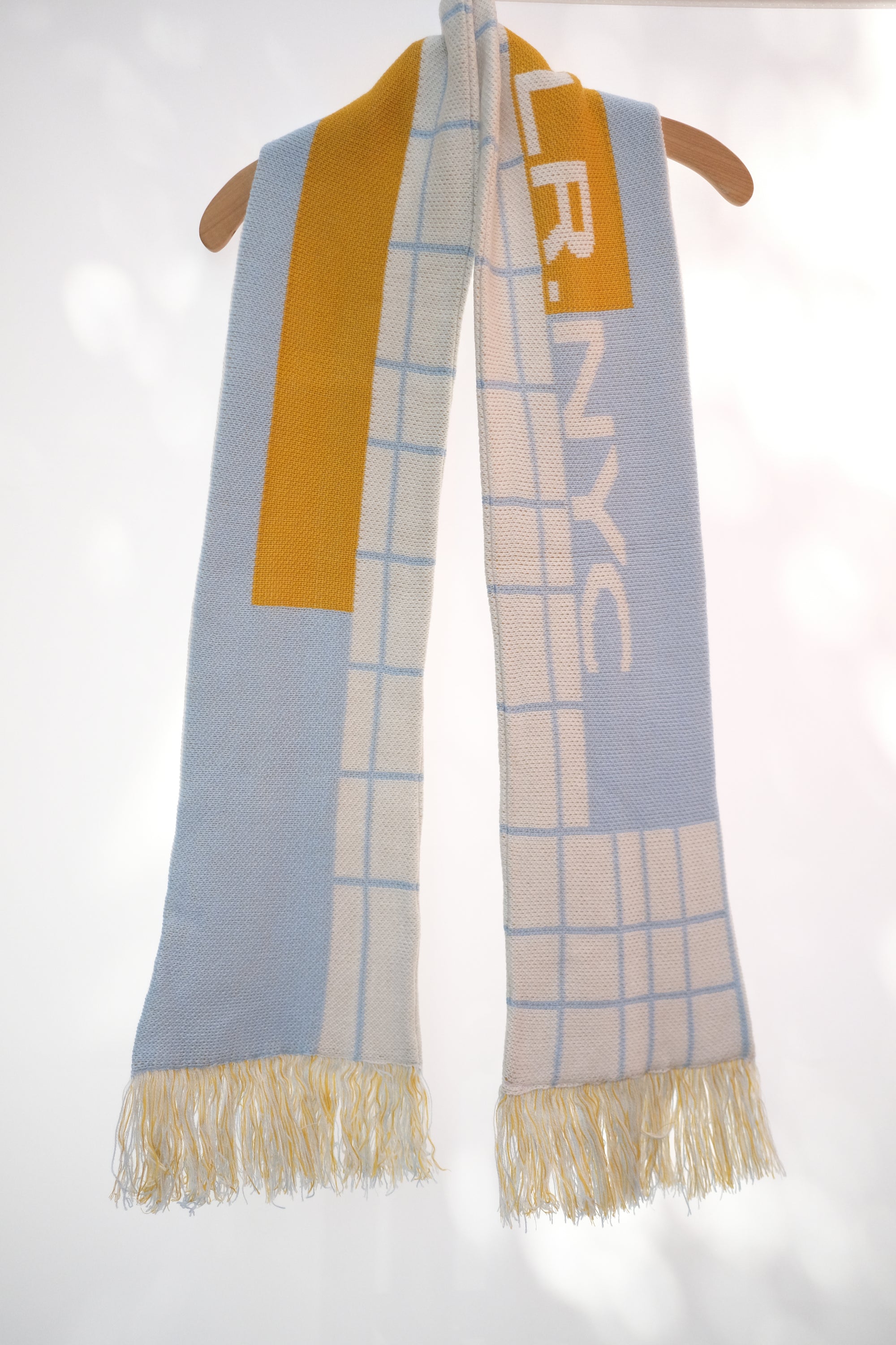 footie scarf in blue/yellow