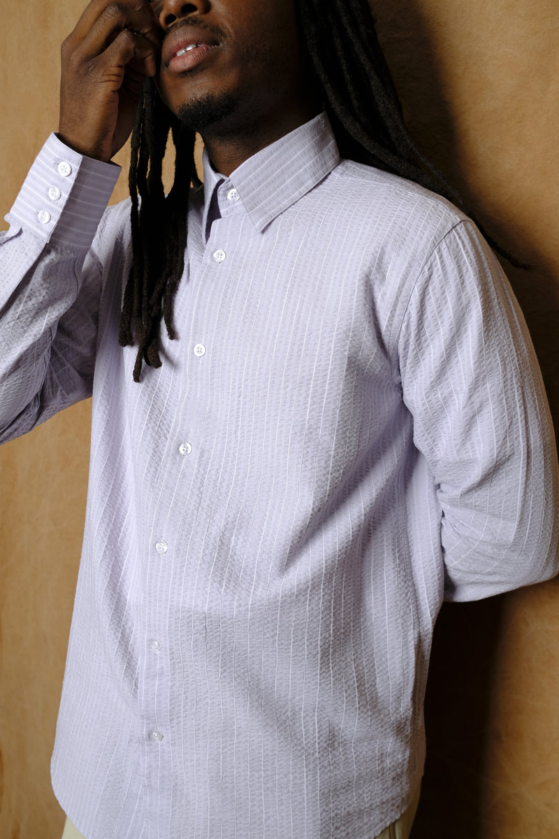 business shirt in lavender stripe