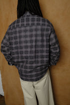oversized shirt in merino plaid black