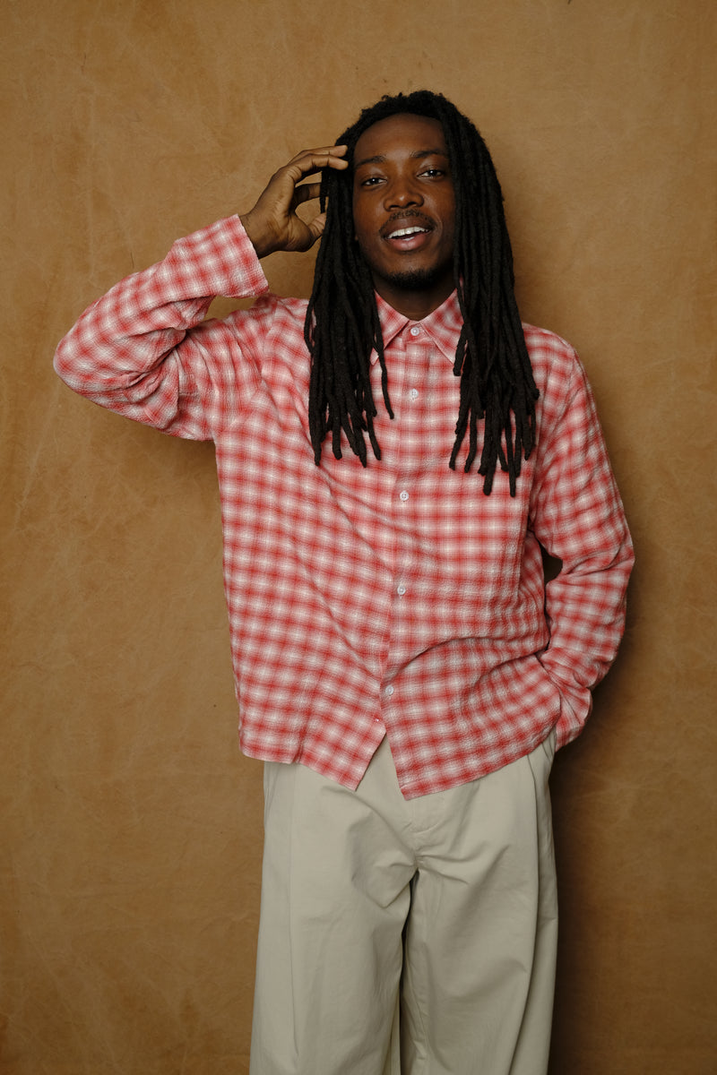 box shirt in haze red