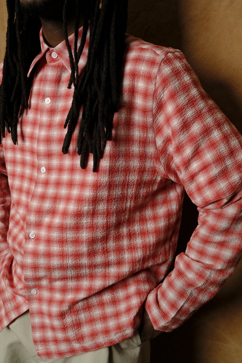 box shirt in haze red