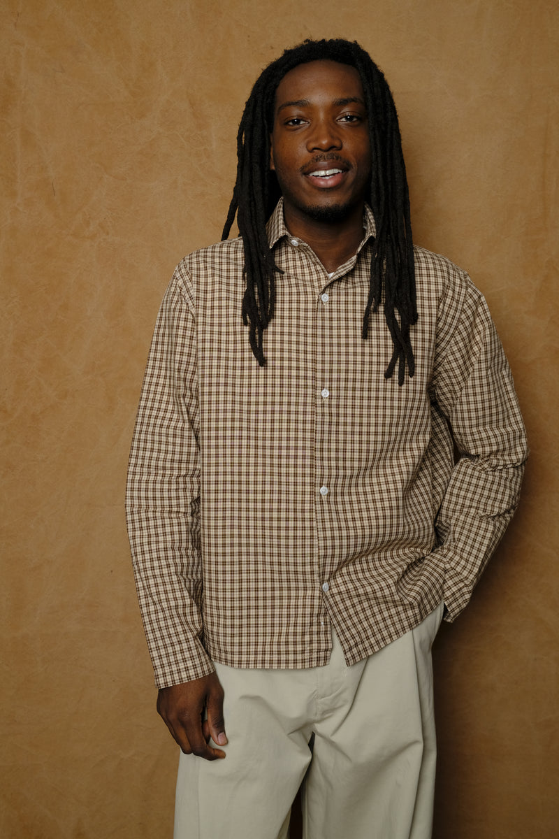 box shirt in plaid brown