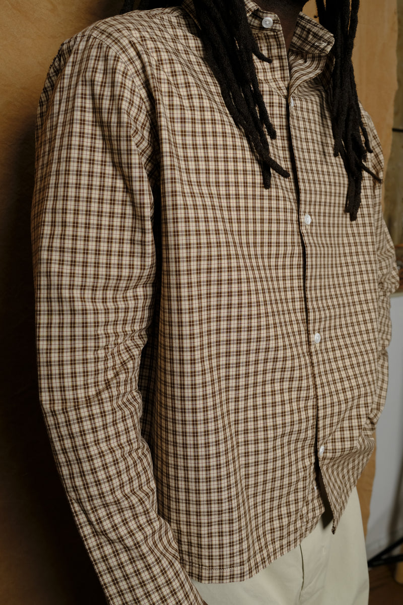 box shirt in plaid brown