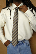 silk necktie in grey multi stripe