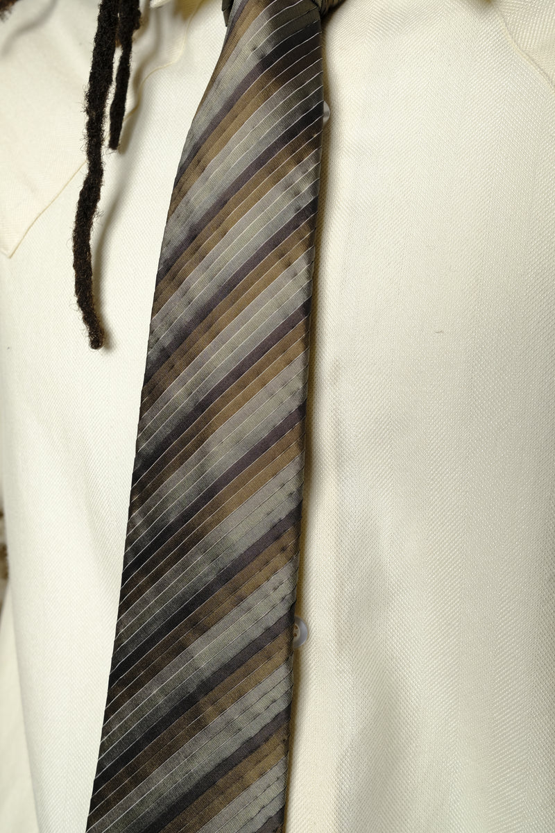 silk necktie in grey multi stripe