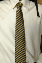 silk necktie in navy/copper stripe