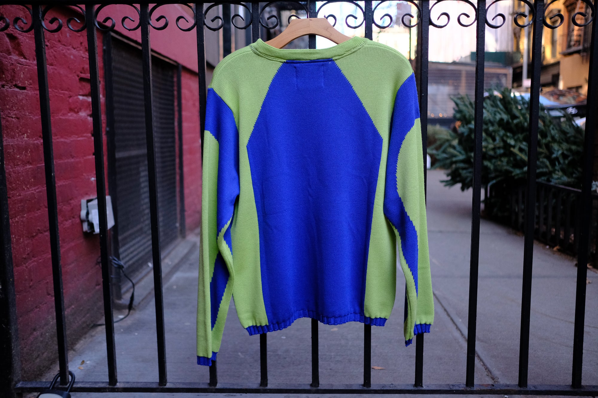 racer sweater in blue & green
