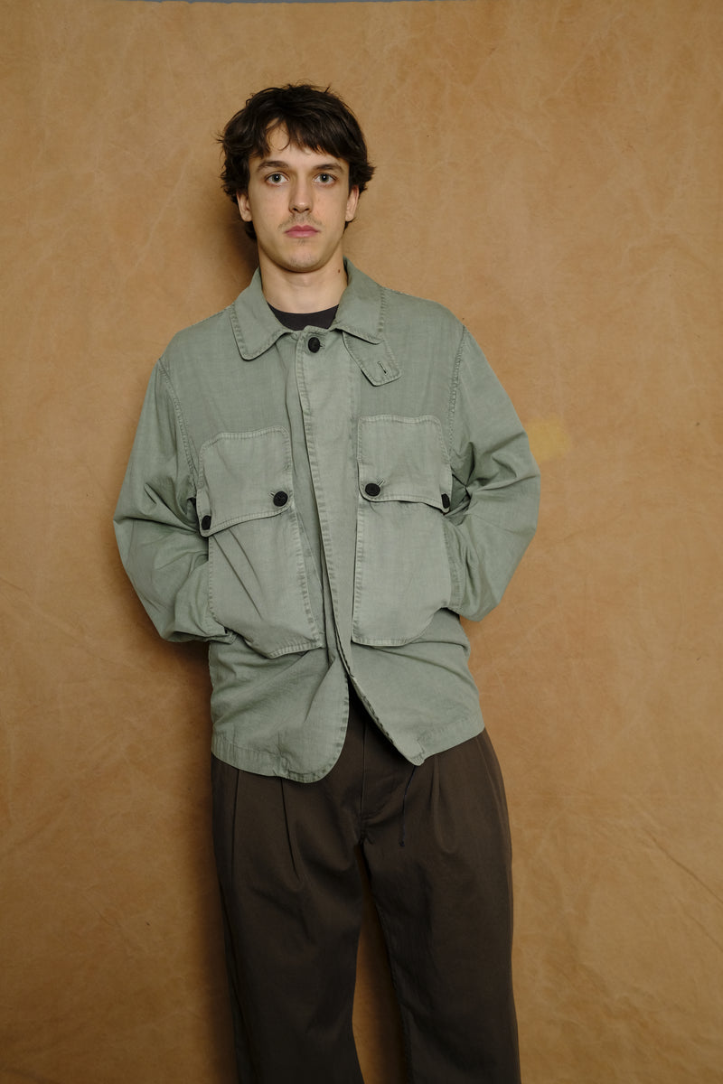 garment dyed cotton linen big pocket jacket
