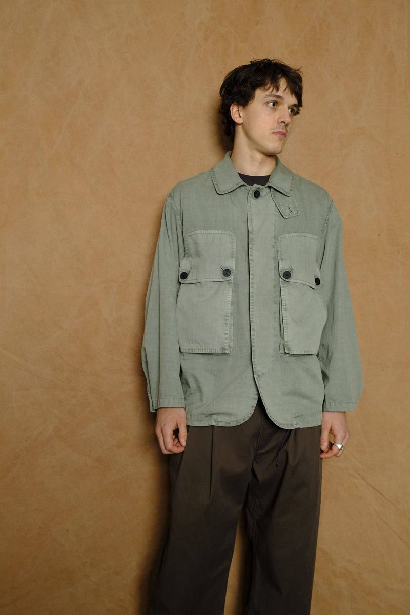 garment dyed cotton linen big pocket jacket