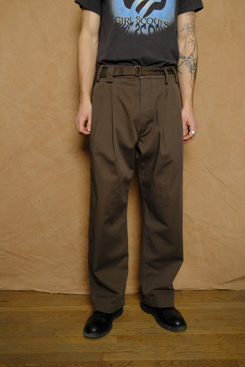 combed cotton belted chino pants
