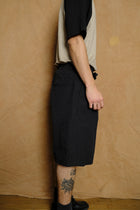 striped wide shorts in black