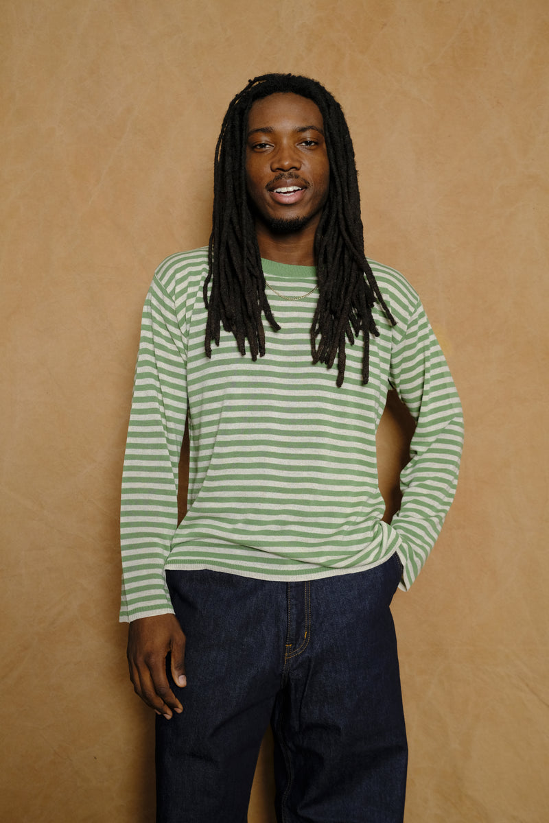 border knit in green/off white