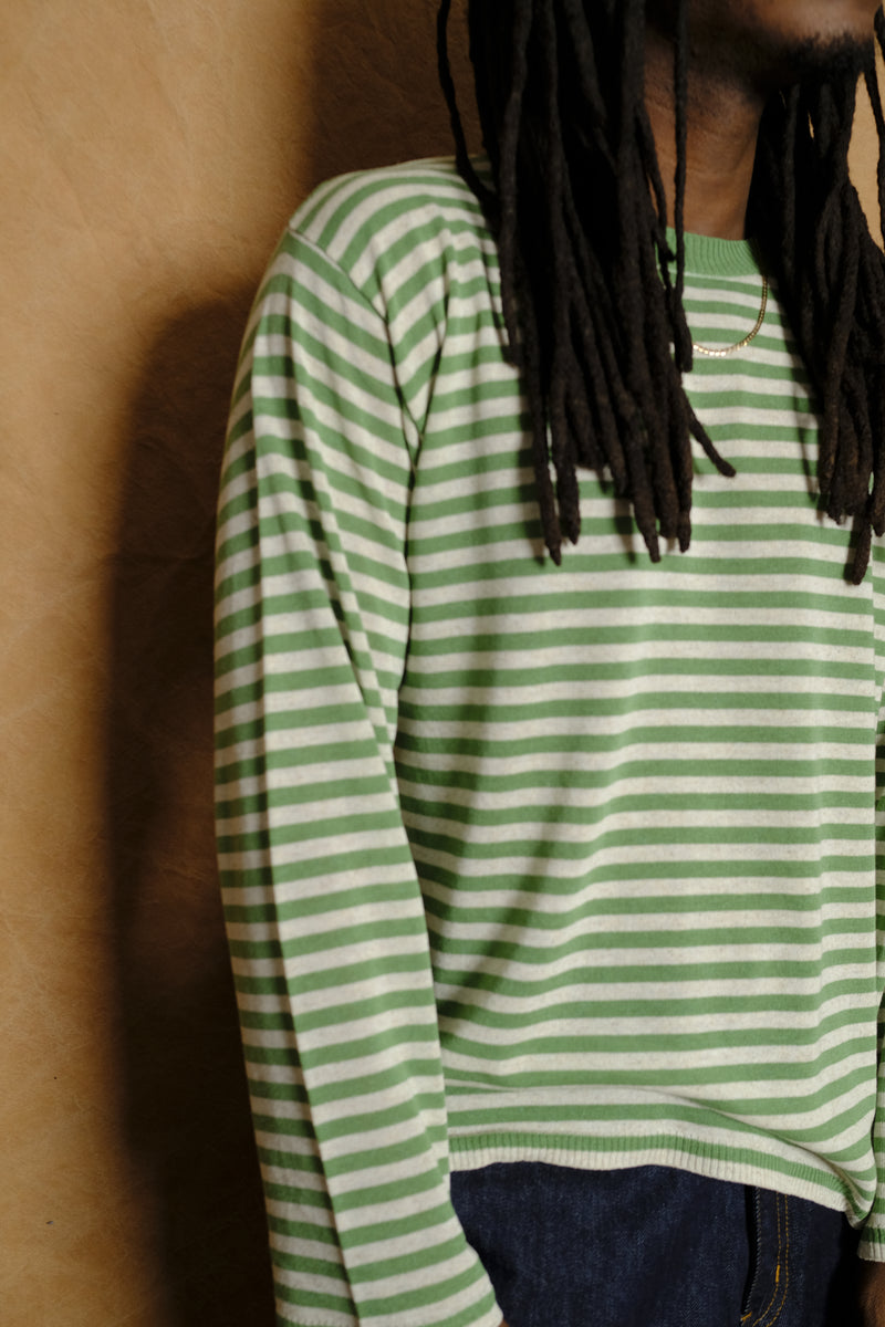 border knit in green/off white