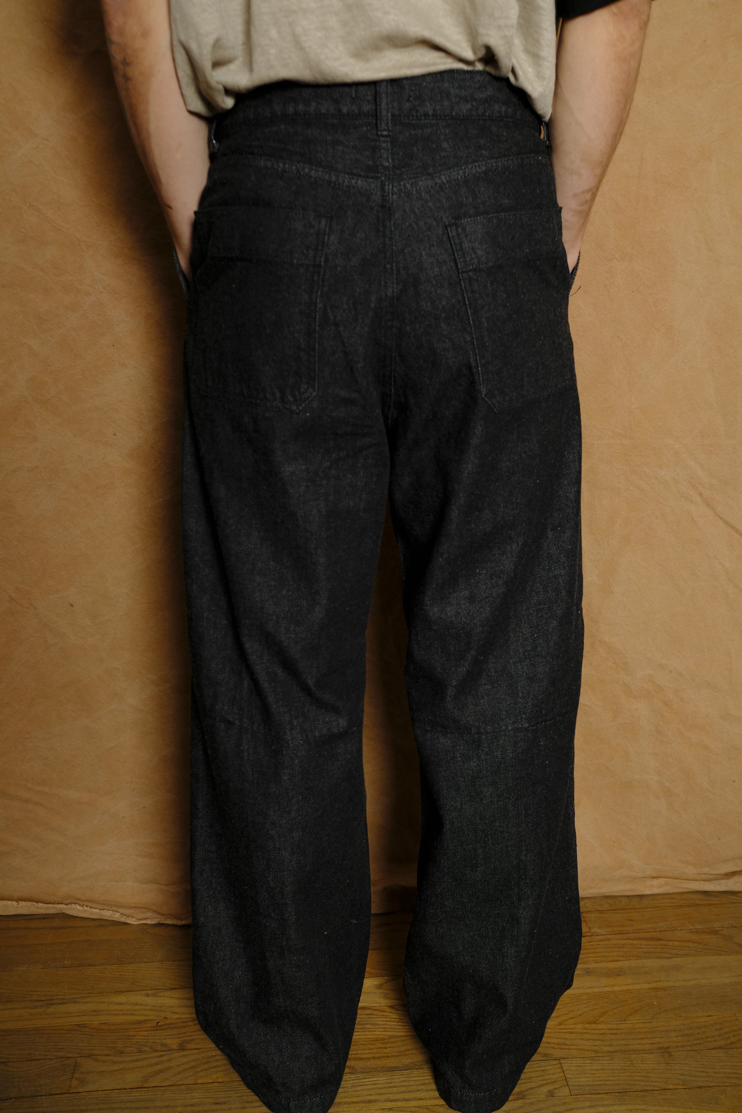 wide denim trousers in black