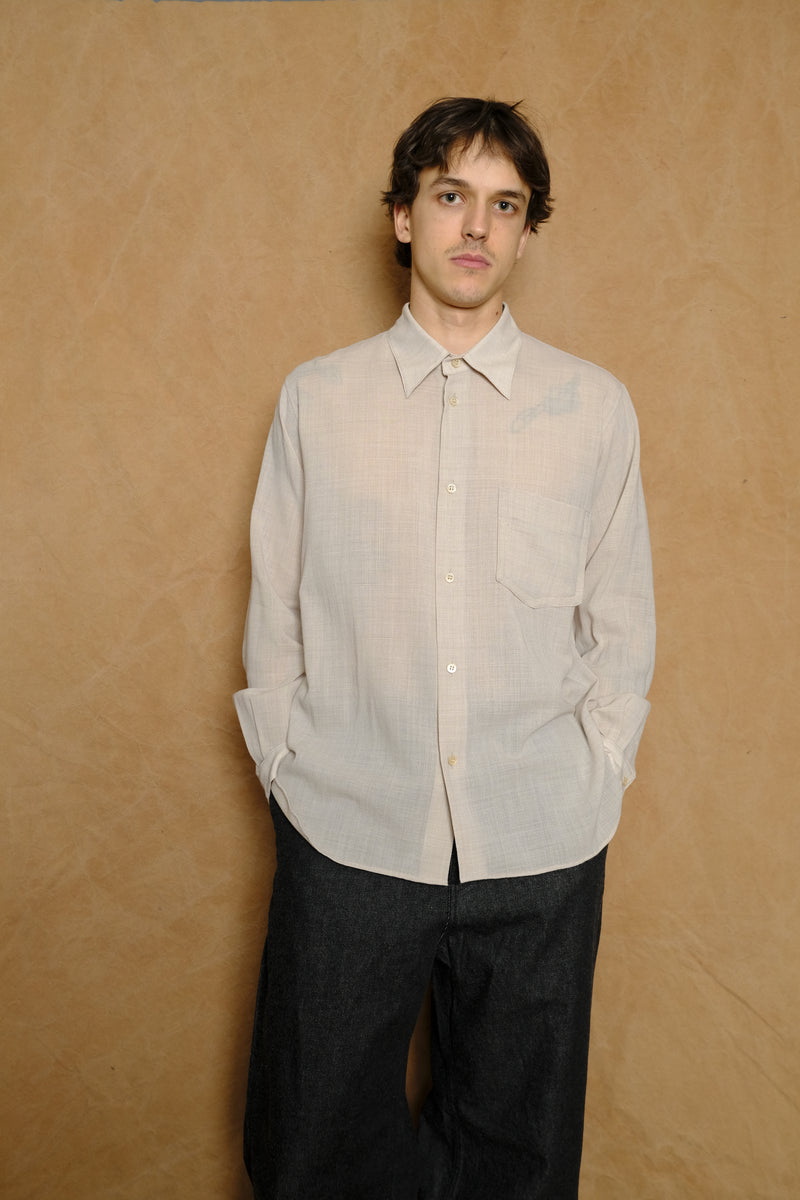 vintage fabric utility shirt in beige