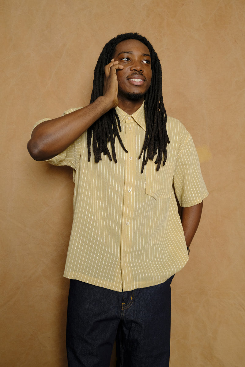 vintage fabric utility short sleeve shirt in yellow