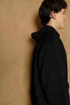 linen knit hoodie in black