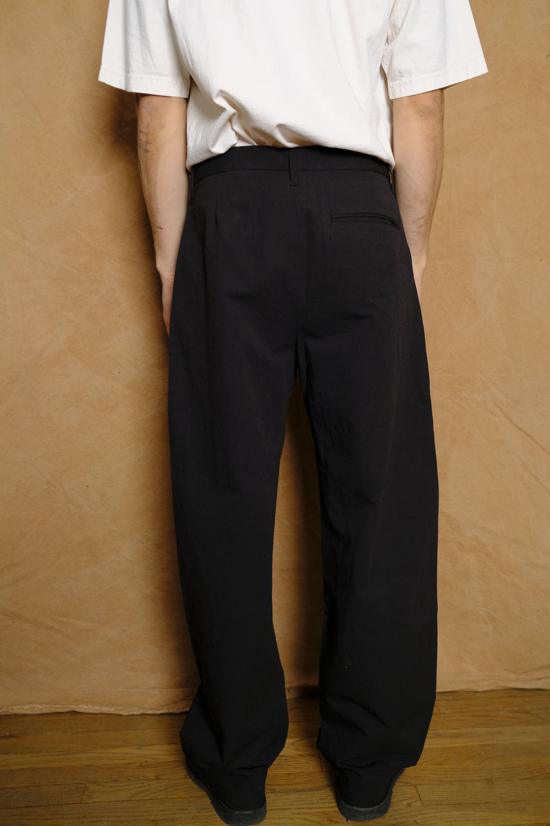 curve trouser in black cotton & hemp