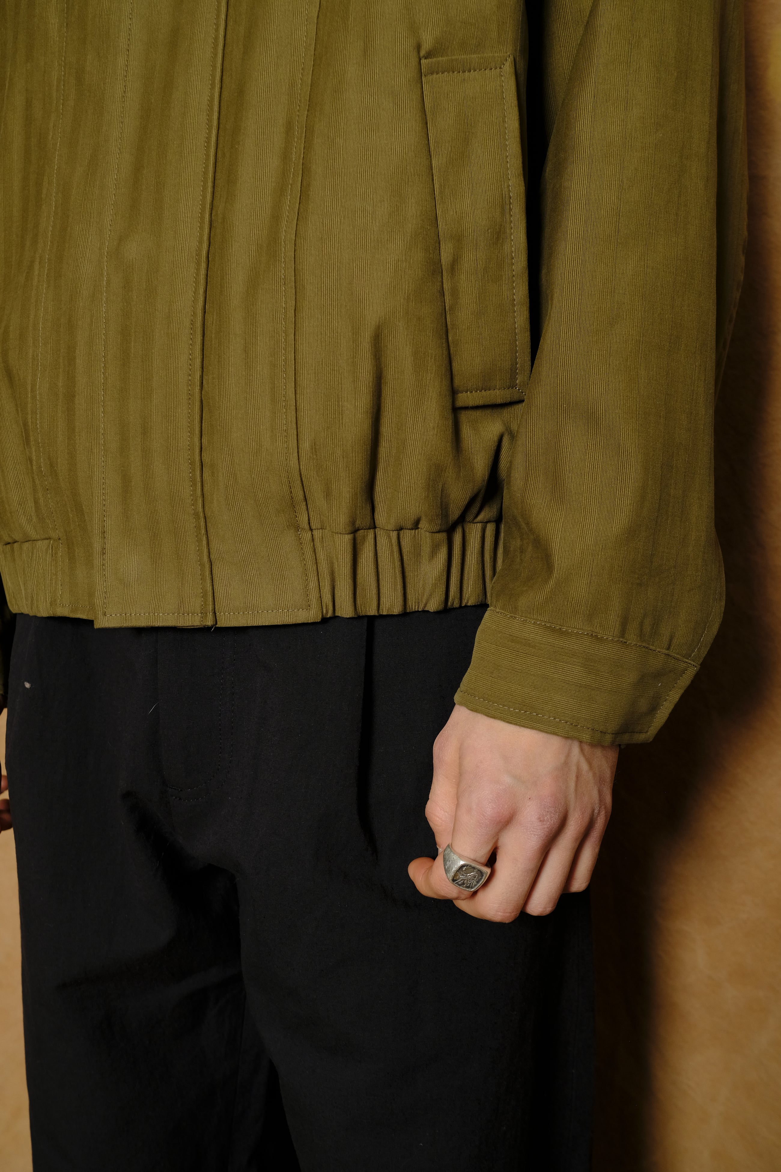 bomber jacket in olive cotton