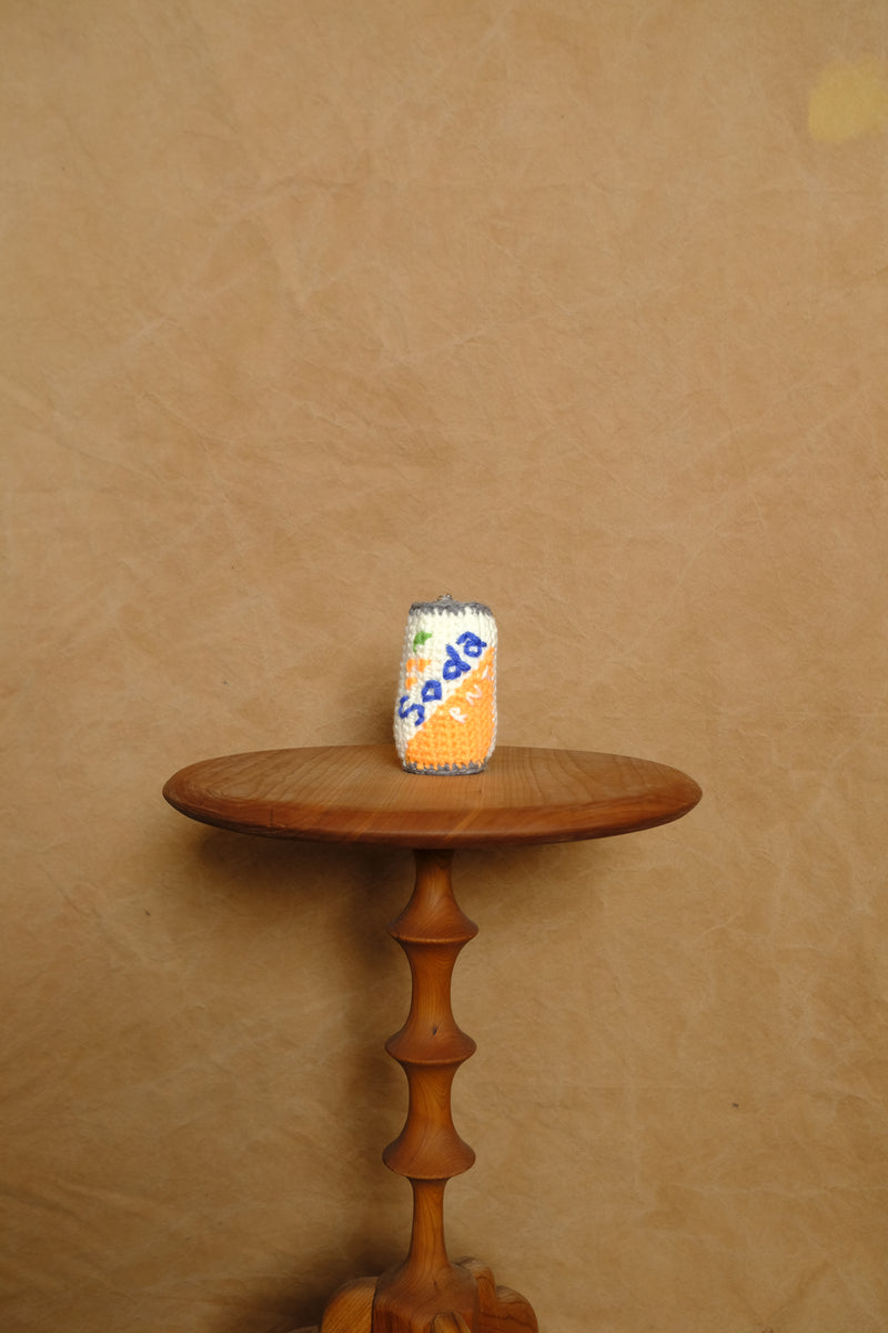 hand knitting soda can key ring in fanta orange