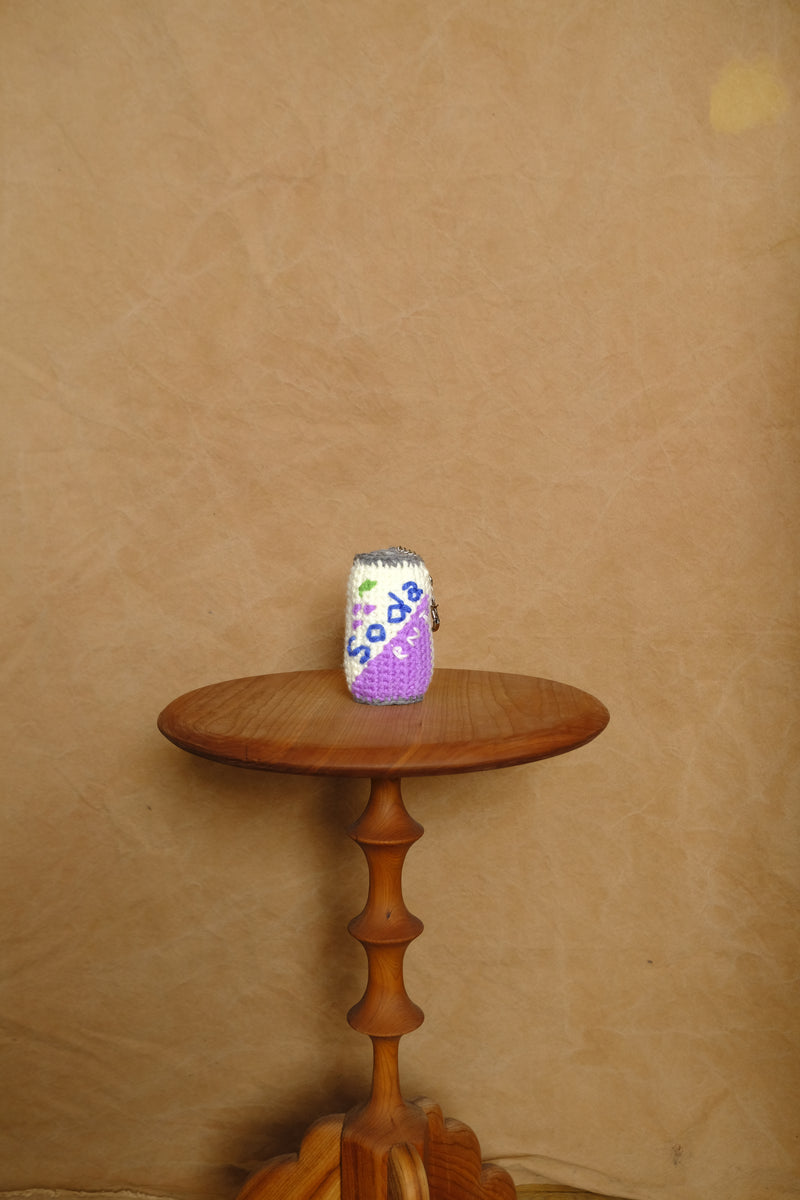 hand knitting soda can key ring in fanta grape