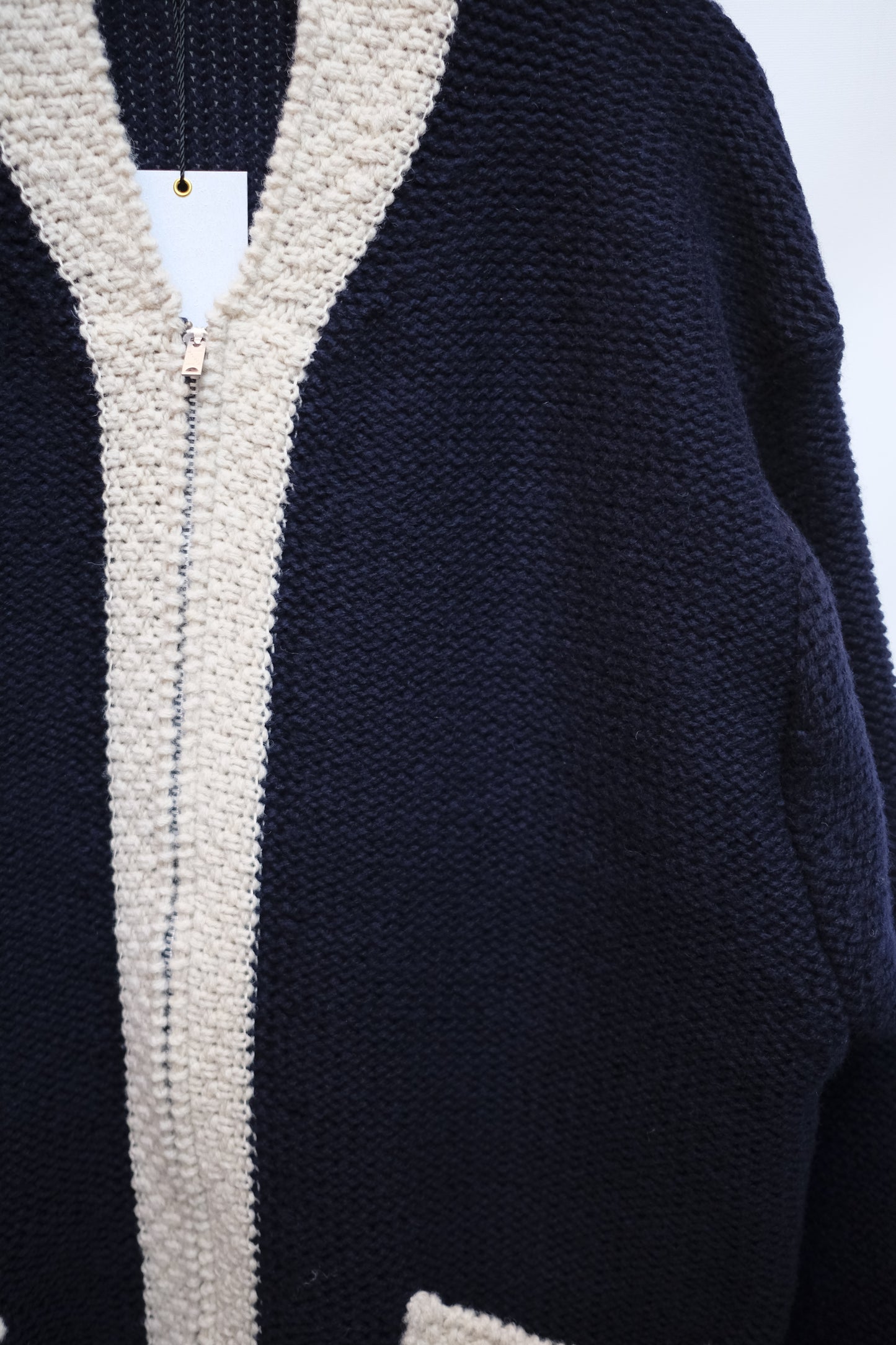 Dark Navy Granny Zip Up Cardigan