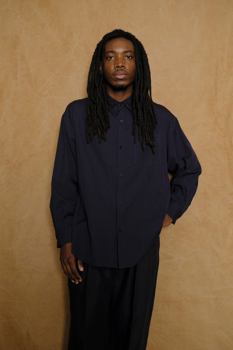 soft oxford wide shirt in navy