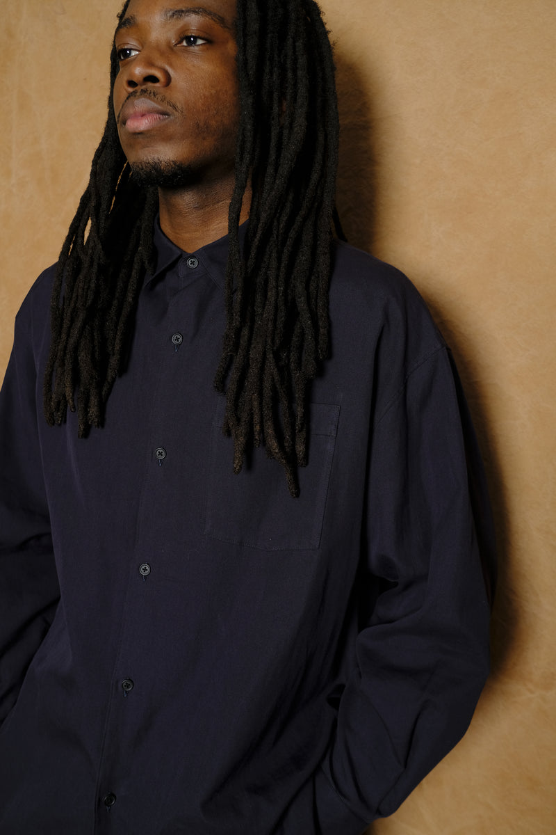 soft oxford wide shirt in navy