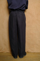 linen silk oversize pants in black