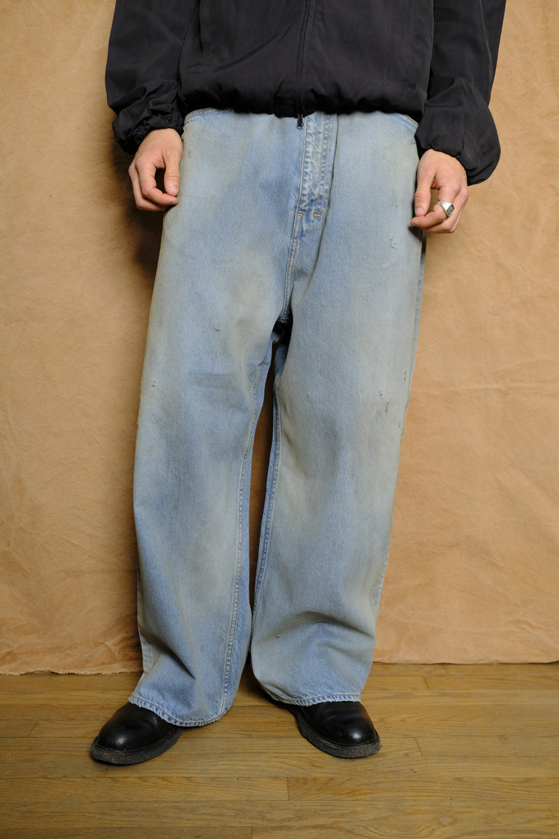 light oz wide straight denim pants in indigo