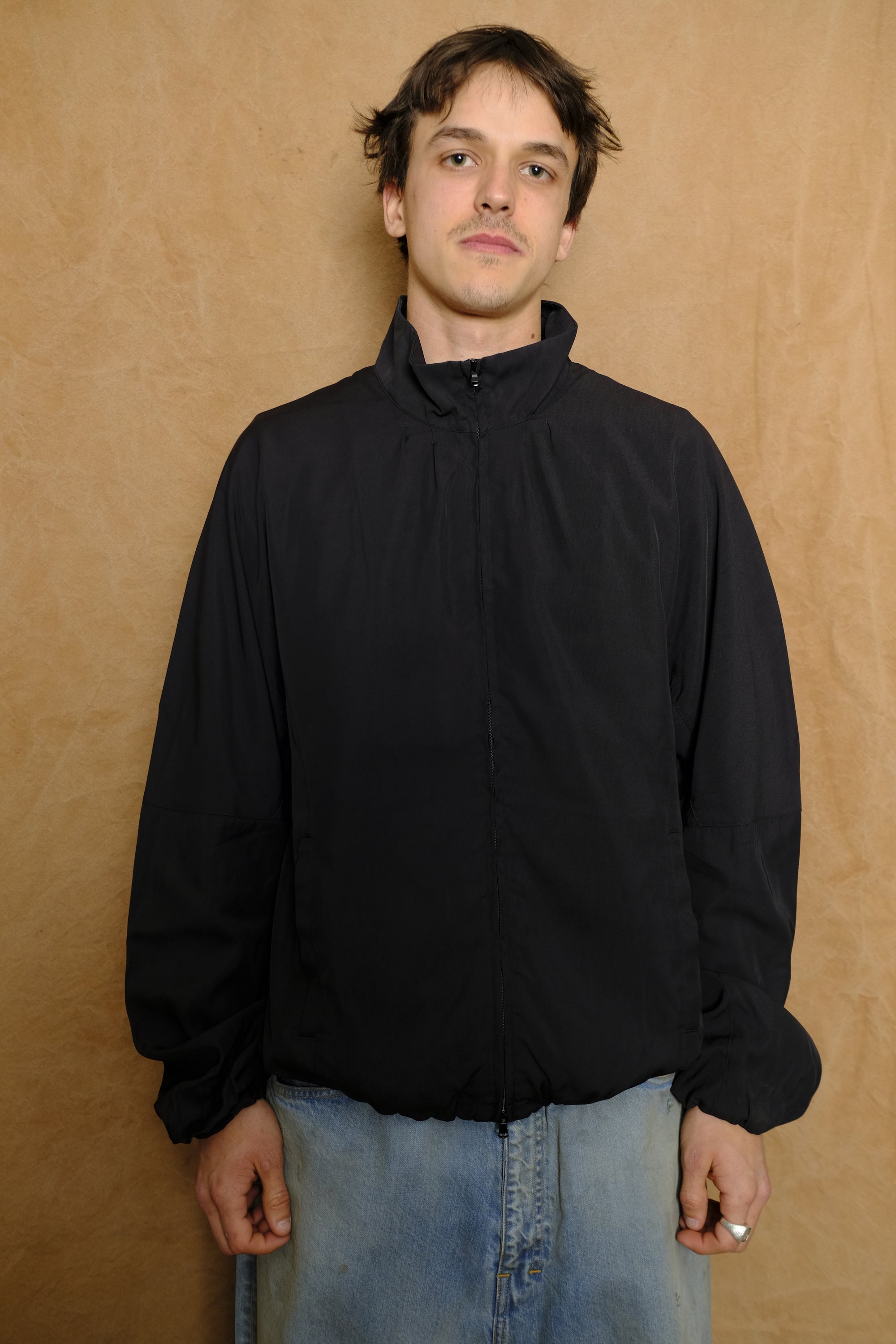 tuck kimono blouson in black