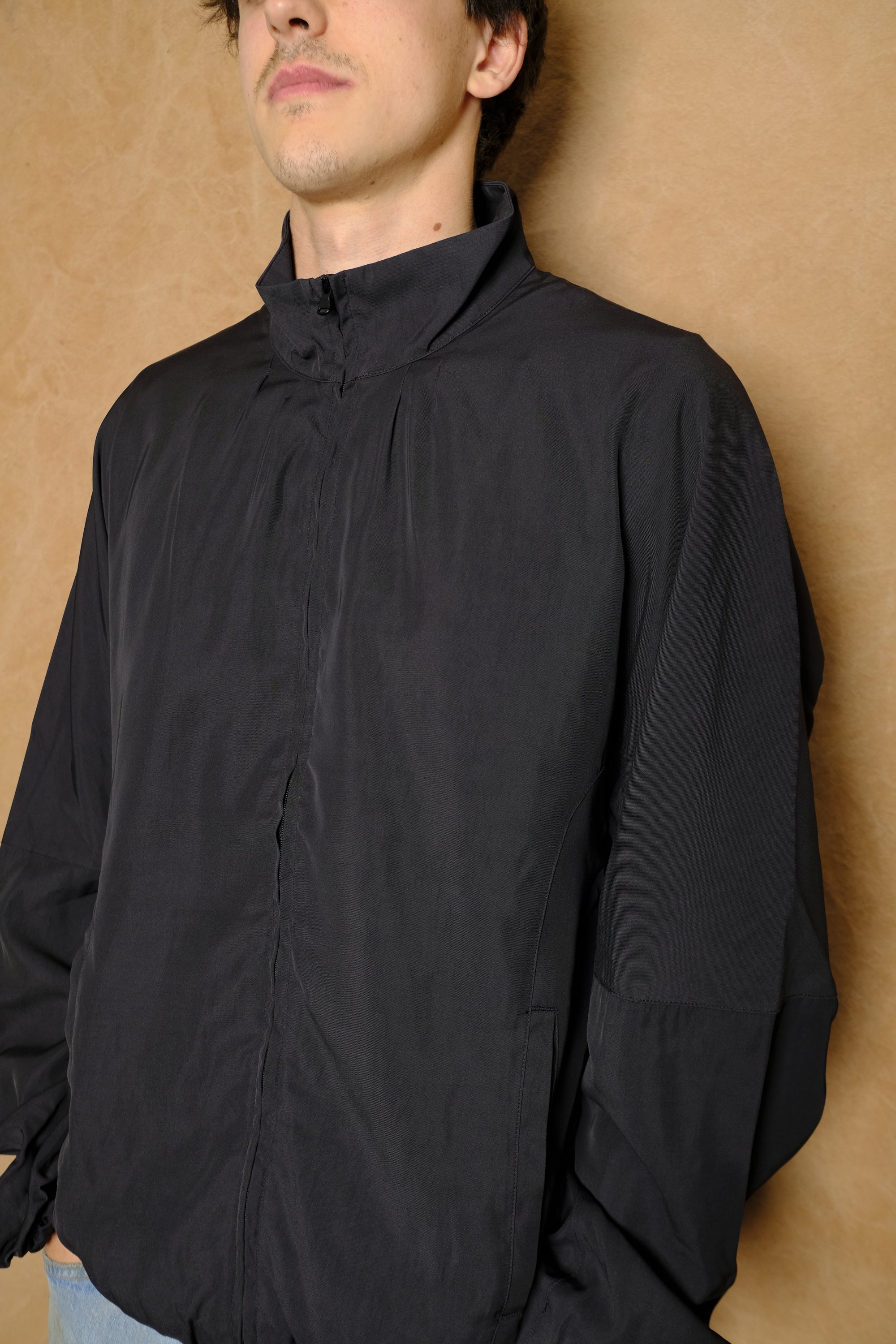 tuck kimono blouson in black