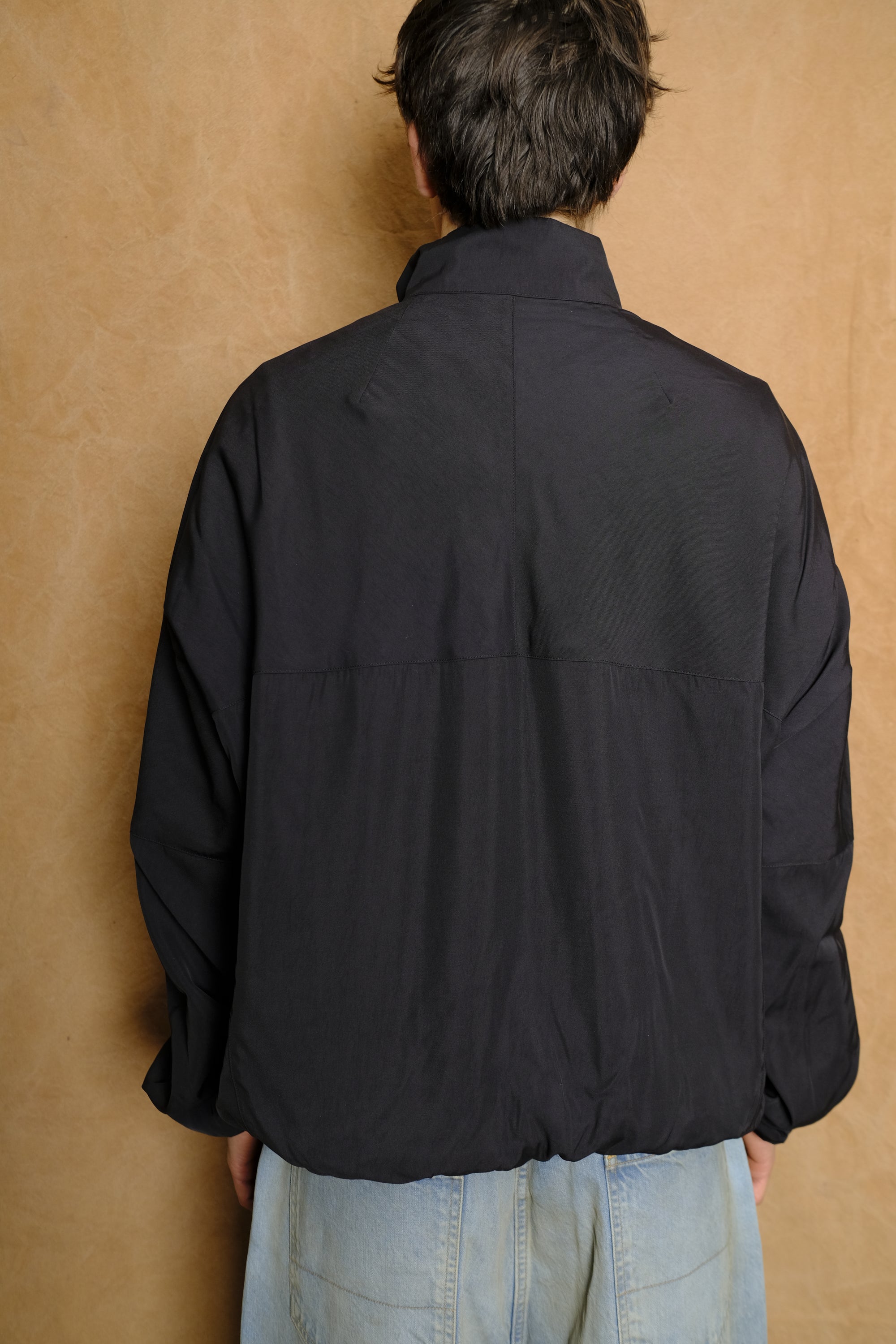 tuck kimono blouson in black
