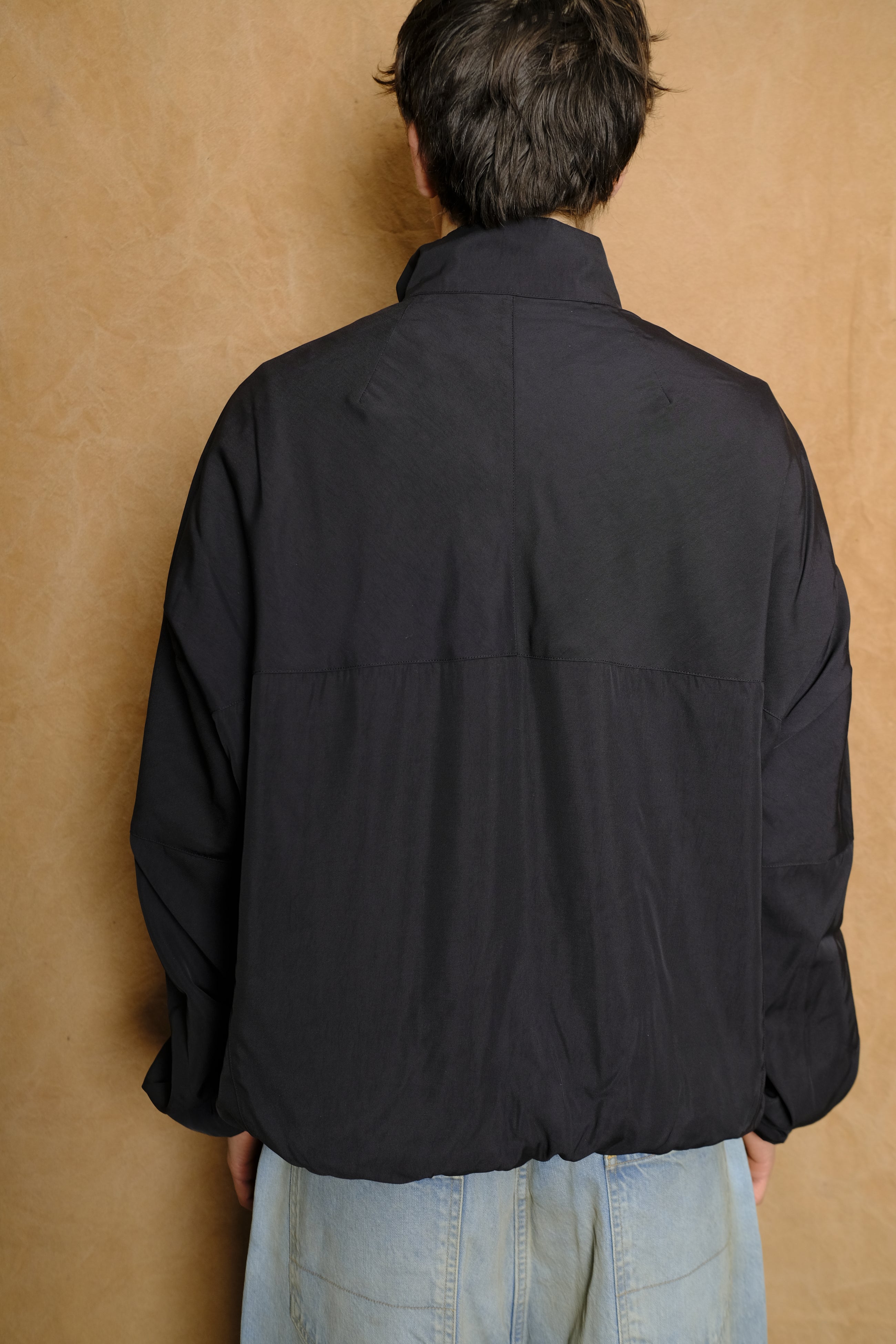 tuck kimono blouson in black