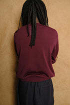 wide knit t shirt in burgundy