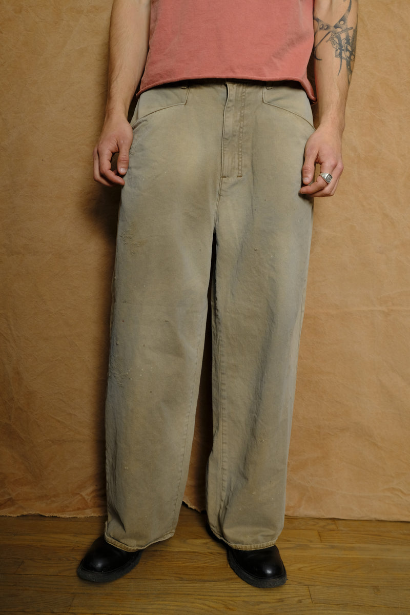 chino wide slacks in beige