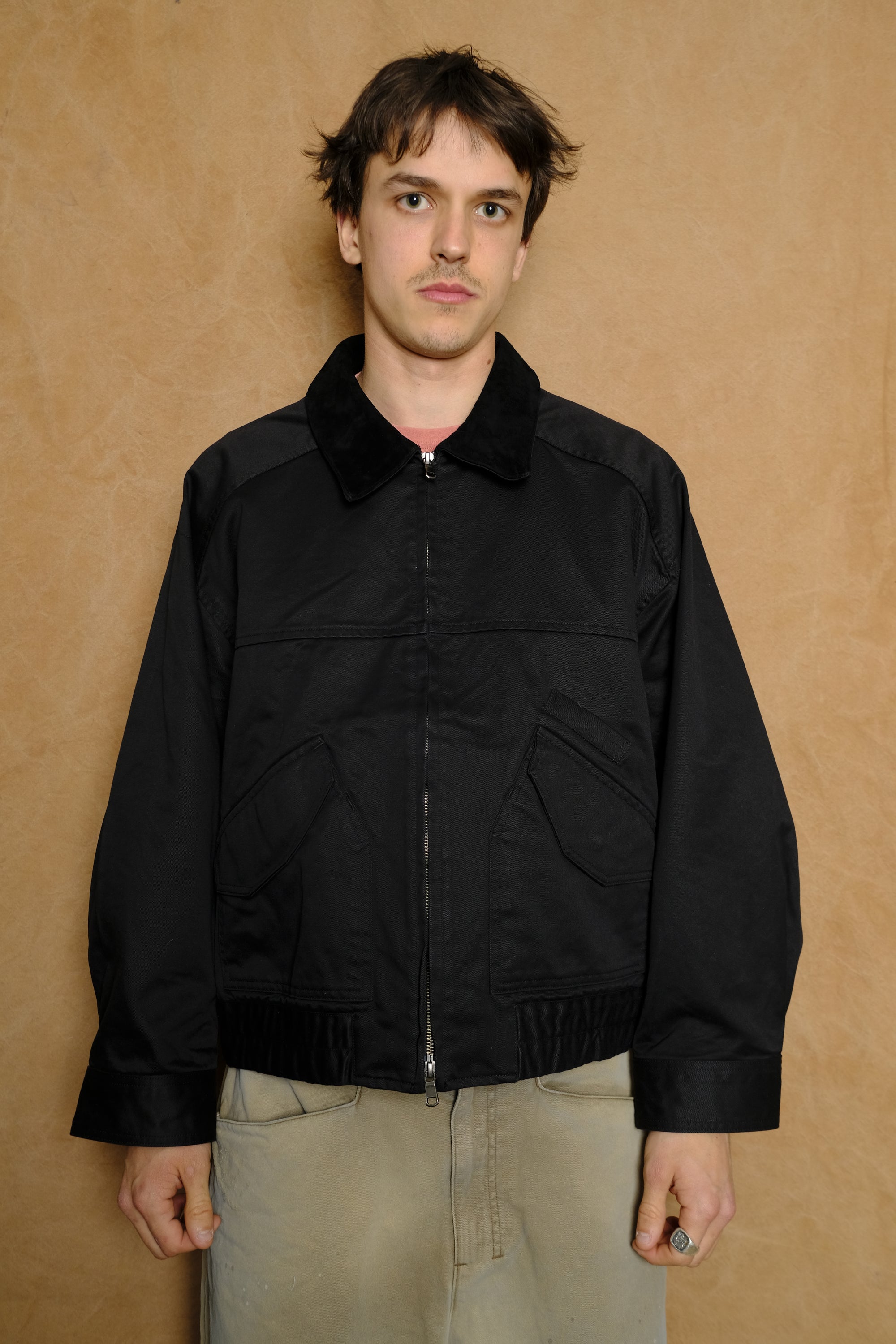 zip blouson in black