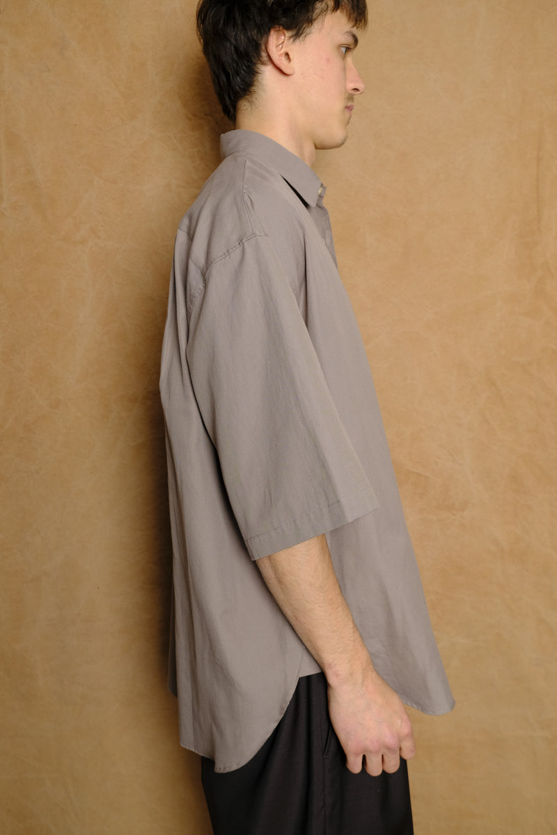 soft oxford half shirt in beige