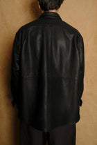 cow leather wide shirt