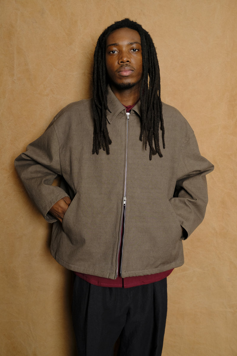 vintage canvas drizzler jacket in brown