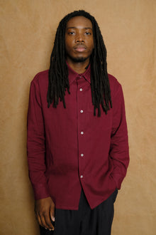 one pocket shirt in dark cherry