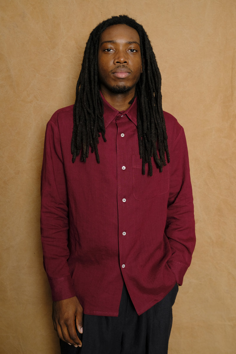 one pocket shirt in dark cherry