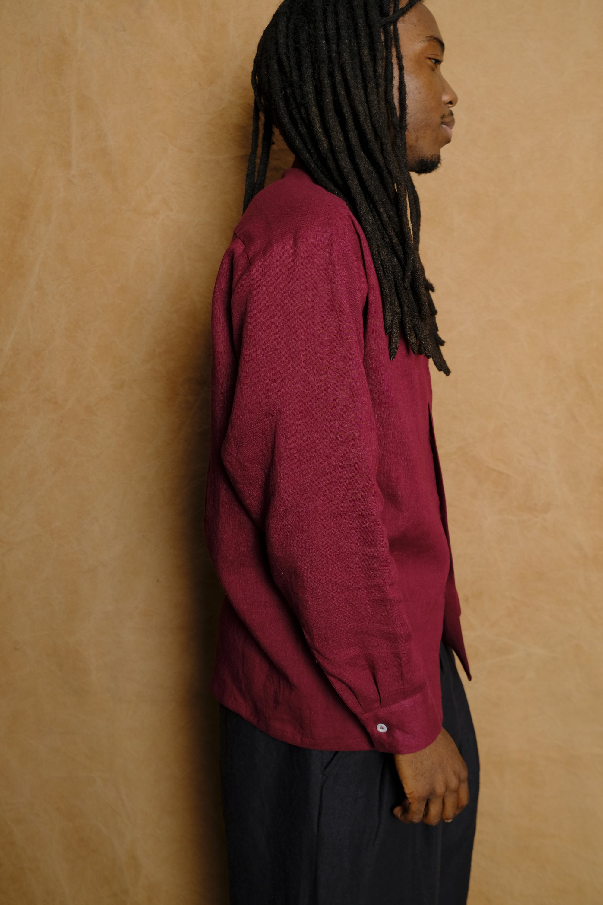 one pocket shirt in dark cherry