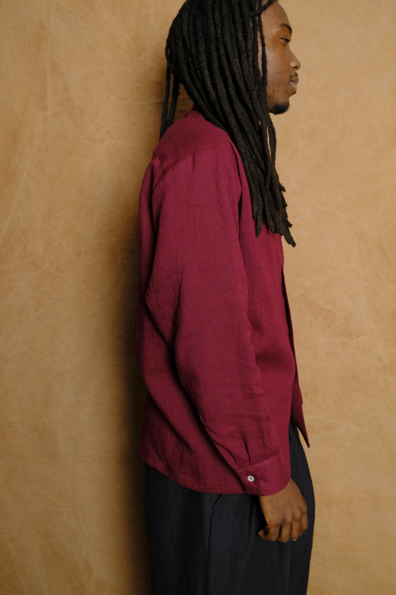 one pocket shirt in dark cherry