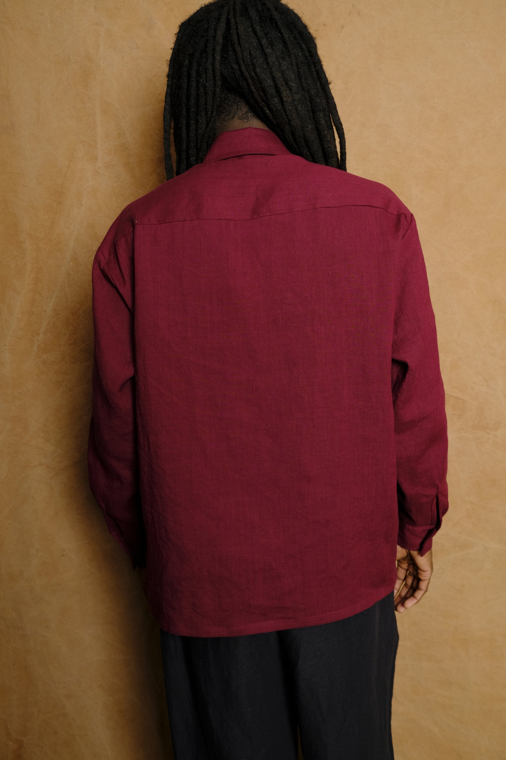 one pocket shirt in dark cherry