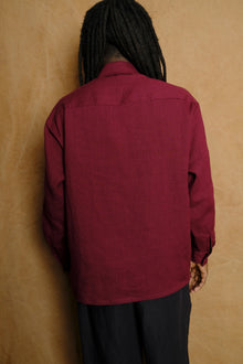 one pocket shirt in dark cherry